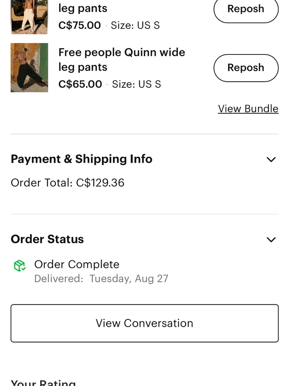 Free People Quinn Wide Leg Jeans — Black and cream 2pairs Large